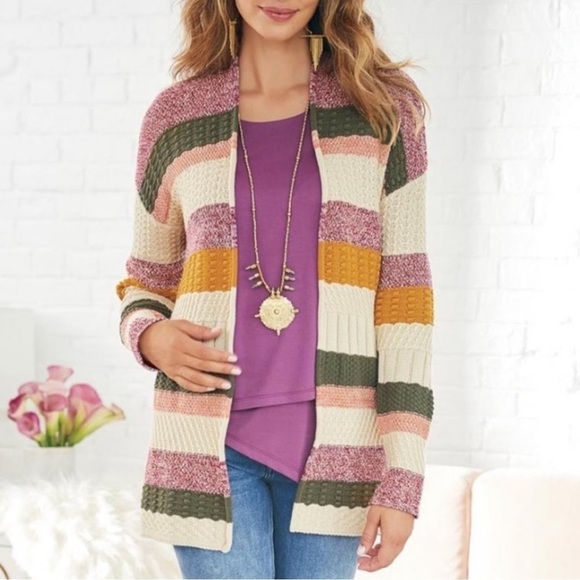 Soft Surroundings Nima Striped Cardigan 3X - Picture 1 of 6
